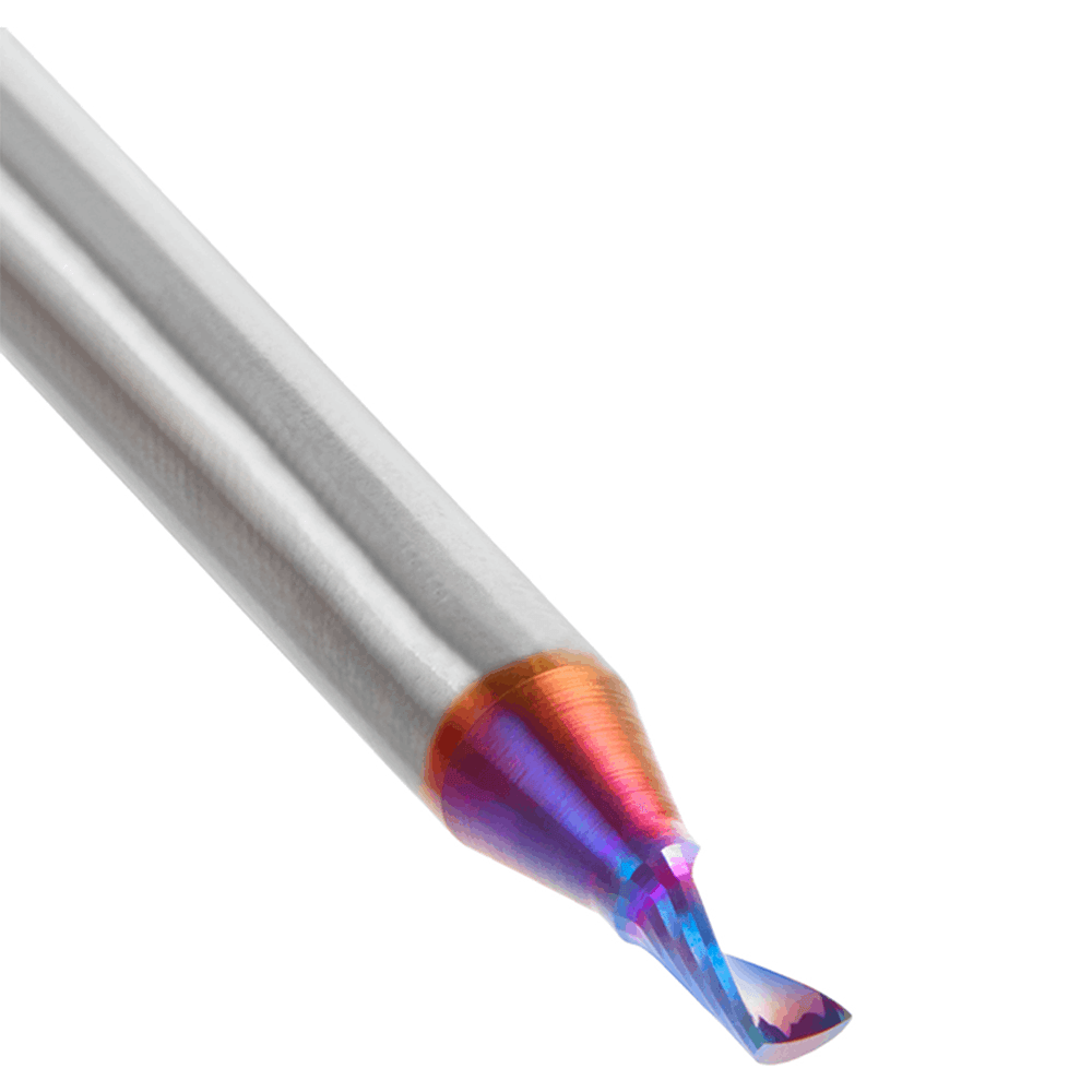 1/8" Dia x 1/4" Solid Carbide CNC Spektra Extreme Tool Life Coated Spiral 'O' Single Flute, Plastic Cutting, 1/4" Shank, Up-Cut Design Router Bit Alt 4 - Image