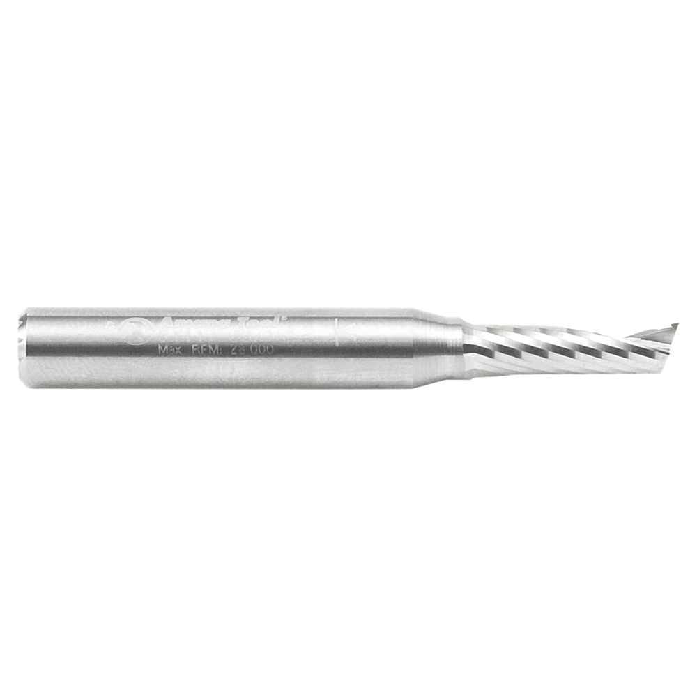 3/16" x 2" Up-Cut 'O' Plastic Cutting CNC Spiral Router Bit, 1-Flute, 1/4" Shank - Alt Image 1