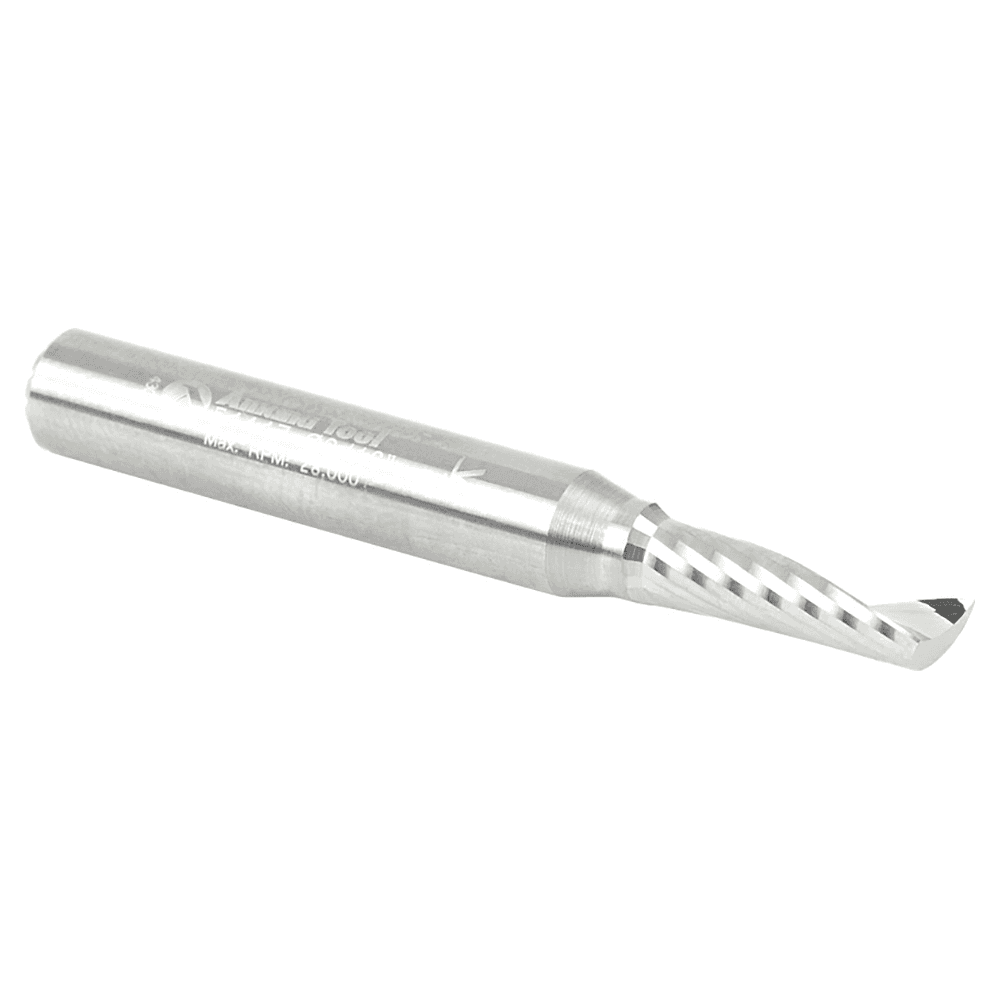 3/16" x 2" Up-Cut 'O' Plastic Cutting CNC Spiral Router Bit, 1-Flute, 1/4" Shank - Alt Image 2