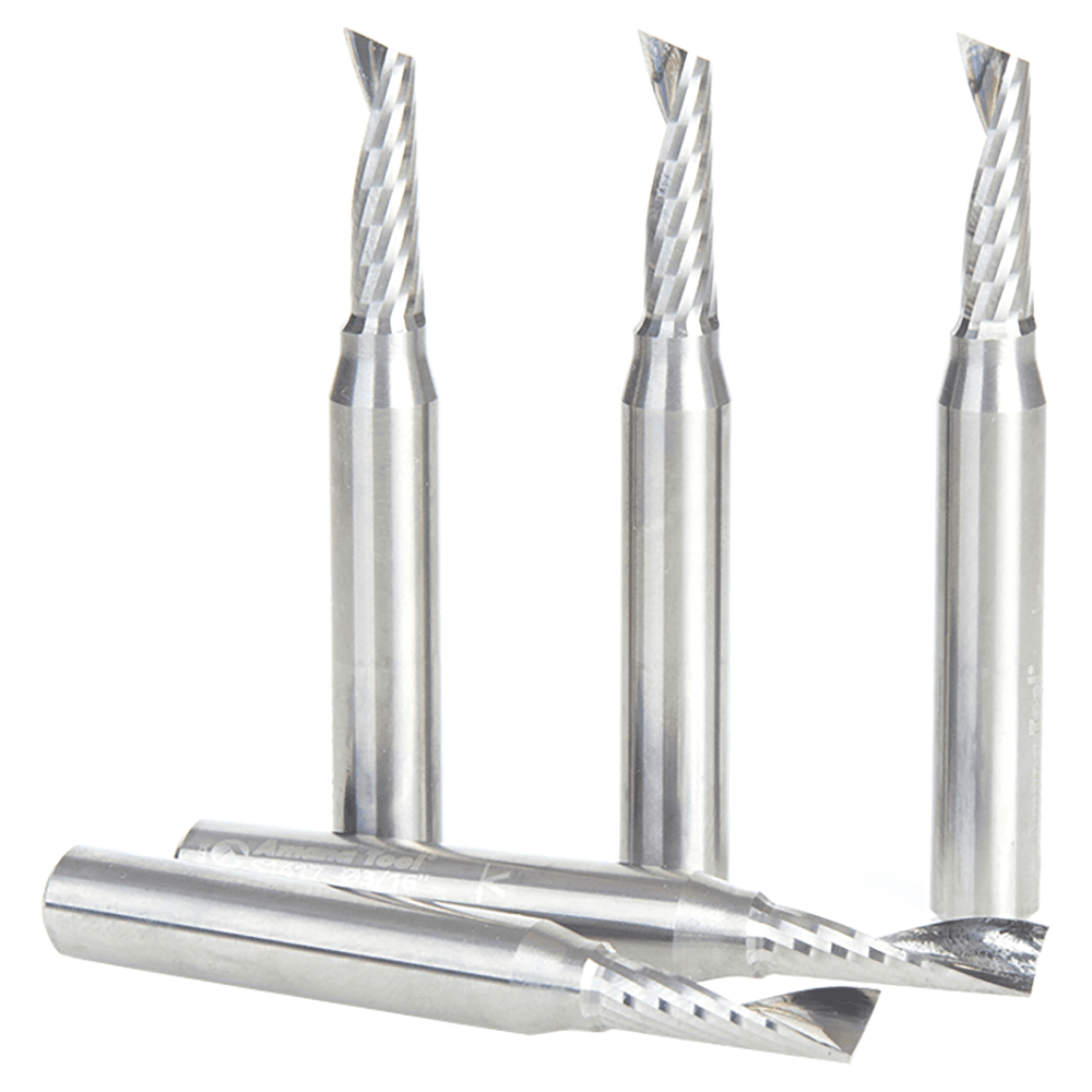 3/16" x 2" x 5/8" Up-Cut 'O' Plastic Cutting CNC Spiral Router Bit, 1-Flute, 1/4" shank (5/Pack) Alt 2 - Image
