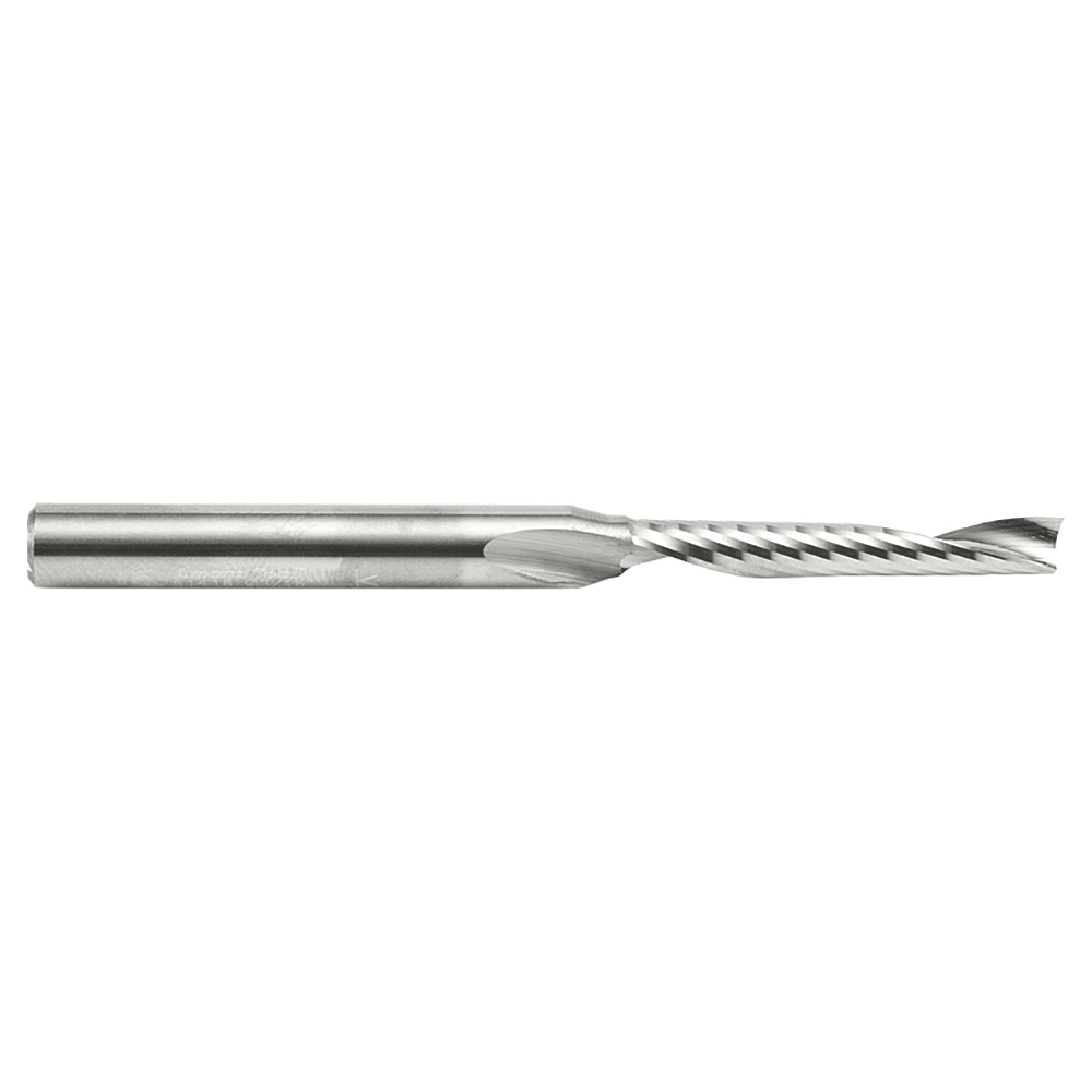 3/16" x 3" Up-Cut 'O' Plastic Cutting CNC Spiral Router Bit, 1-Flute, 1/4" Shank - Alt Image 1