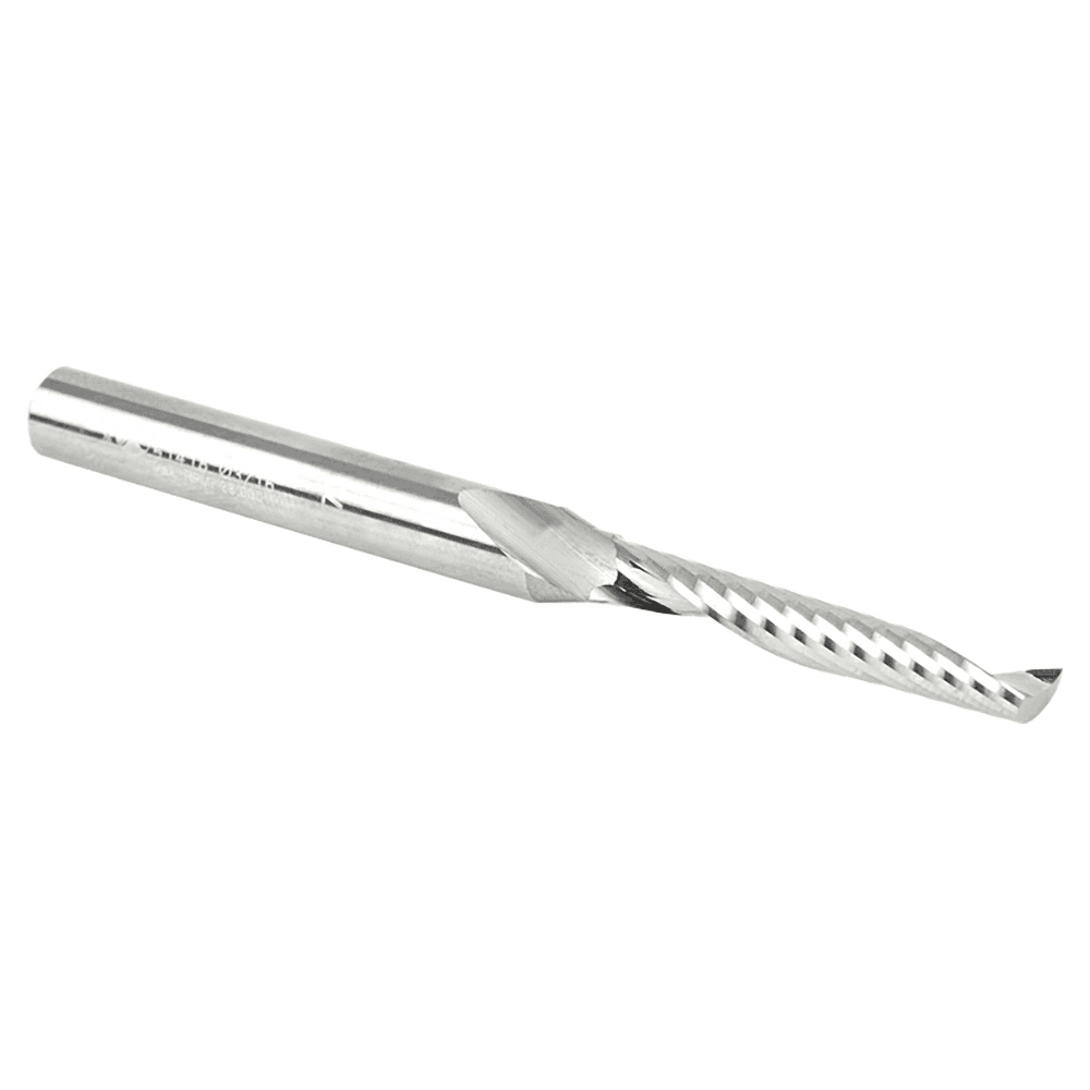 3/16" x 3" Up-Cut 'O' Plastic Cutting CNC Spiral Router Bit, 1-Flute, 1/4" Shank - Alt Image 2