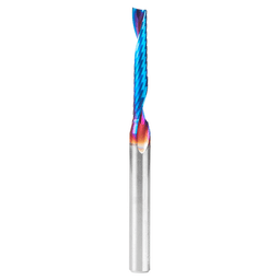 3/16" Dia x 1-1/4" Solid Carbide CNC Spektra Extreme Tool Life Coated Spiral 'O' Single Flute, Plastic Cutting, 1/4" Shank, 3" Long Up-Cut Router Bit Alt 1 - Image