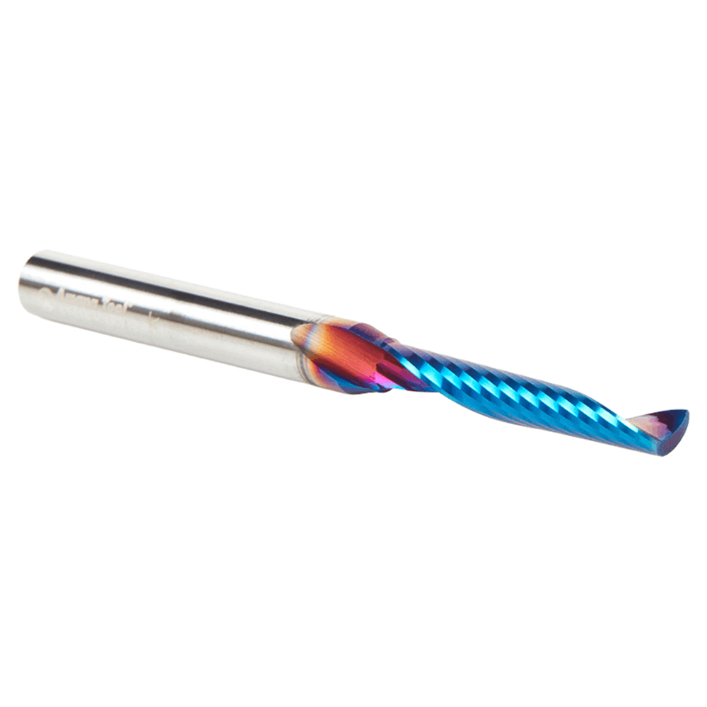 3/16" Dia x 1-1/4" Solid Carbide CNC Spektra Extreme Tool Life Coated Spiral 'O' Single Flute, Plastic Cutting, 1/4" Shank, 3" Long Up-Cut Router Bit Alt 3 - Image