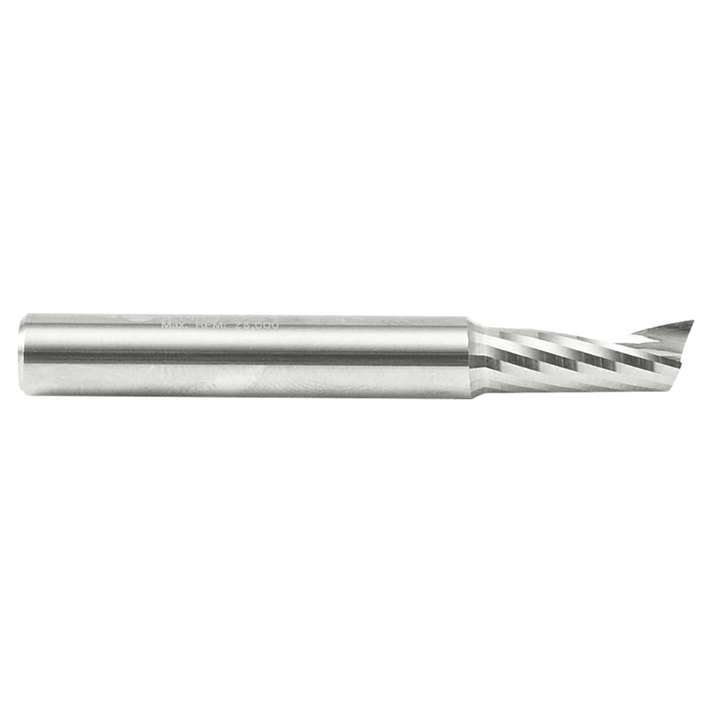 1/4" x 2" x 5/8" Up-Cut 'O' Plastic Cutting CNC Spiral Router Bit, 1-Flute, 1/4" Shank - Alt Image 1