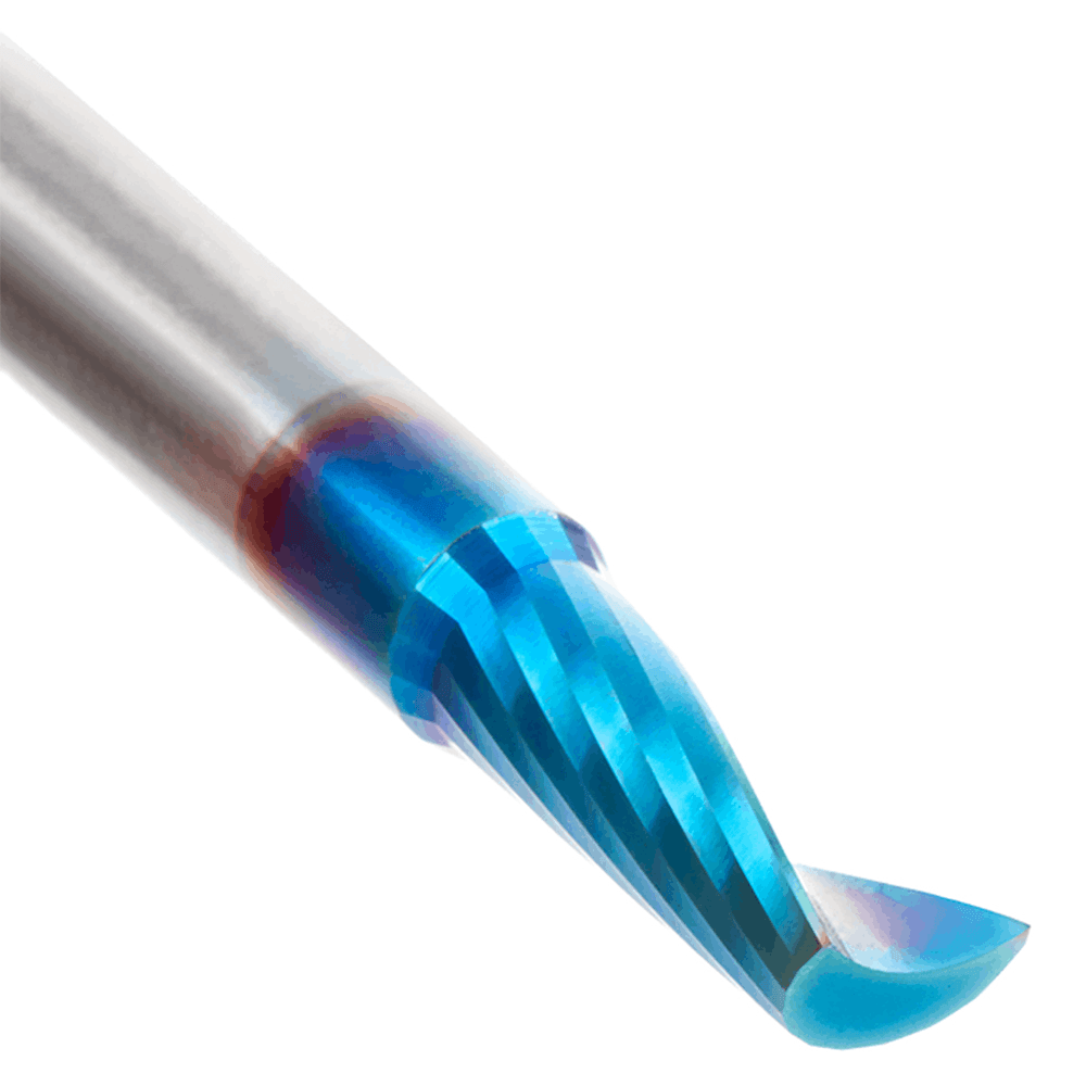 1/4" Dia x 5/8" Solid Carbide CNC Spektra Extreme Tool Life Coated Spiral 'O' Single Flute, Plastic Cutting, 1/4" Shank, Up-Cut Router Bit Alt 4 - Image