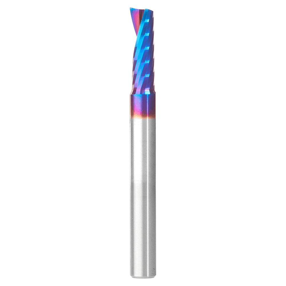 1/4" Dia x 3/4" Solid Carbide CNC Spektra Extreme Tool Life Coated Spiral 'O' Single Flute, Plastic Cutting, 1/4" Shank, Up-Cut Router Bit Alt 1 - Image