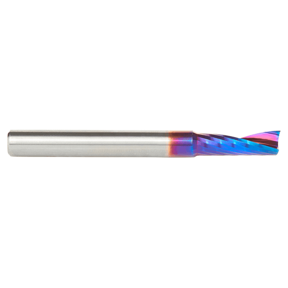 1/4" Dia x 3/4" Solid Carbide CNC Spektra Extreme Tool Life Coated Spiral 'O' Single Flute, Plastic Cutting, 1/4" Shank, Up-Cut Router Bit Alt 2 - Image