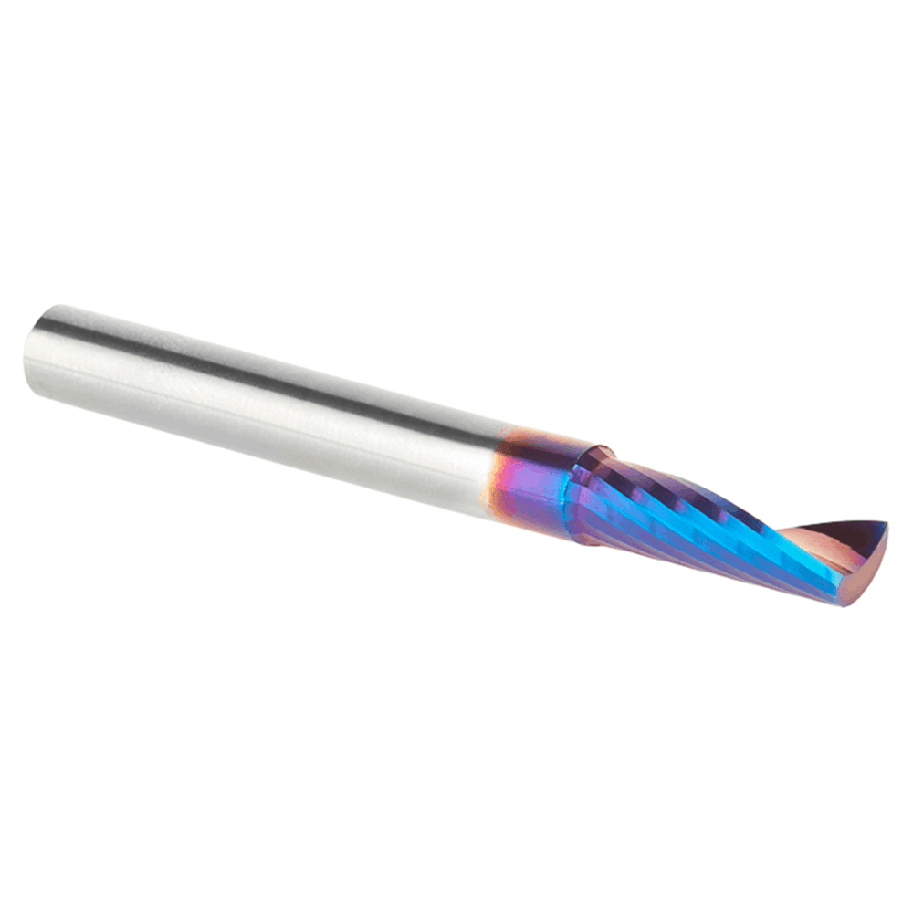 1/4" Dia x 3/4" Solid Carbide CNC Spektra Extreme Tool Life Coated Spiral 'O' Single Flute, Plastic Cutting, 1/4" Shank, Up-Cut Router Bit Alt 3 - Image