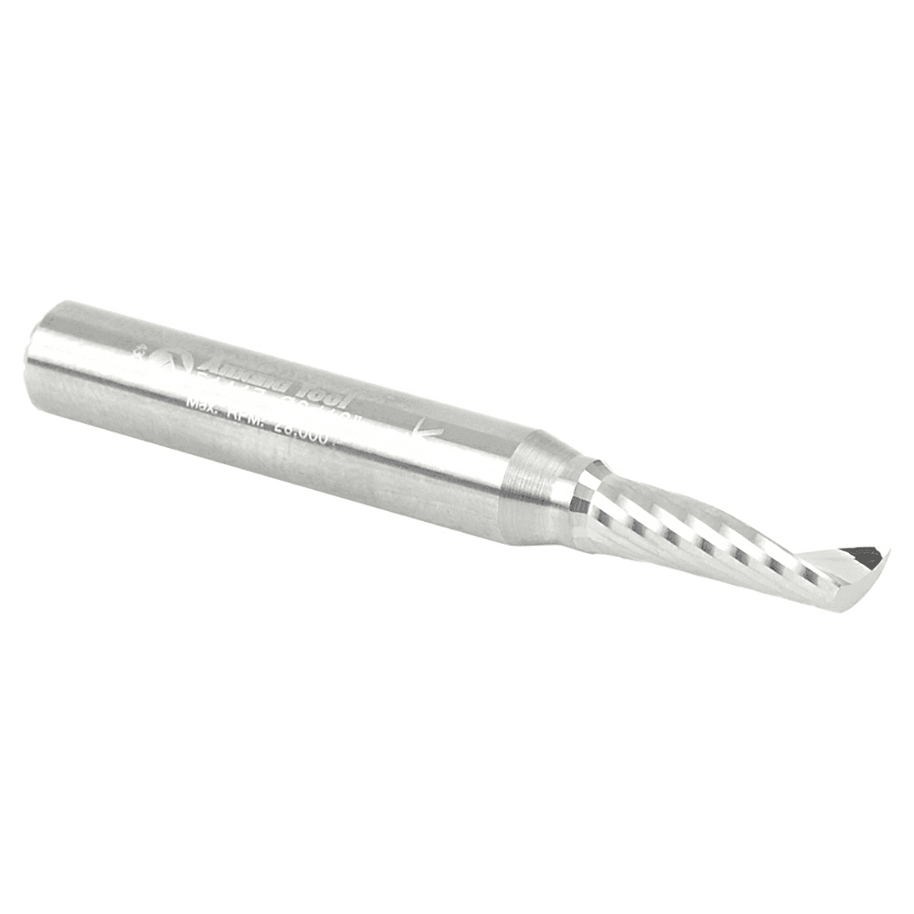 3/16" x 2-1/2" Up-Cut 'O' Plastic Cutting CNC Spiral Router Bit, 1-Flute, 1/4" Shank - Alt Image 3