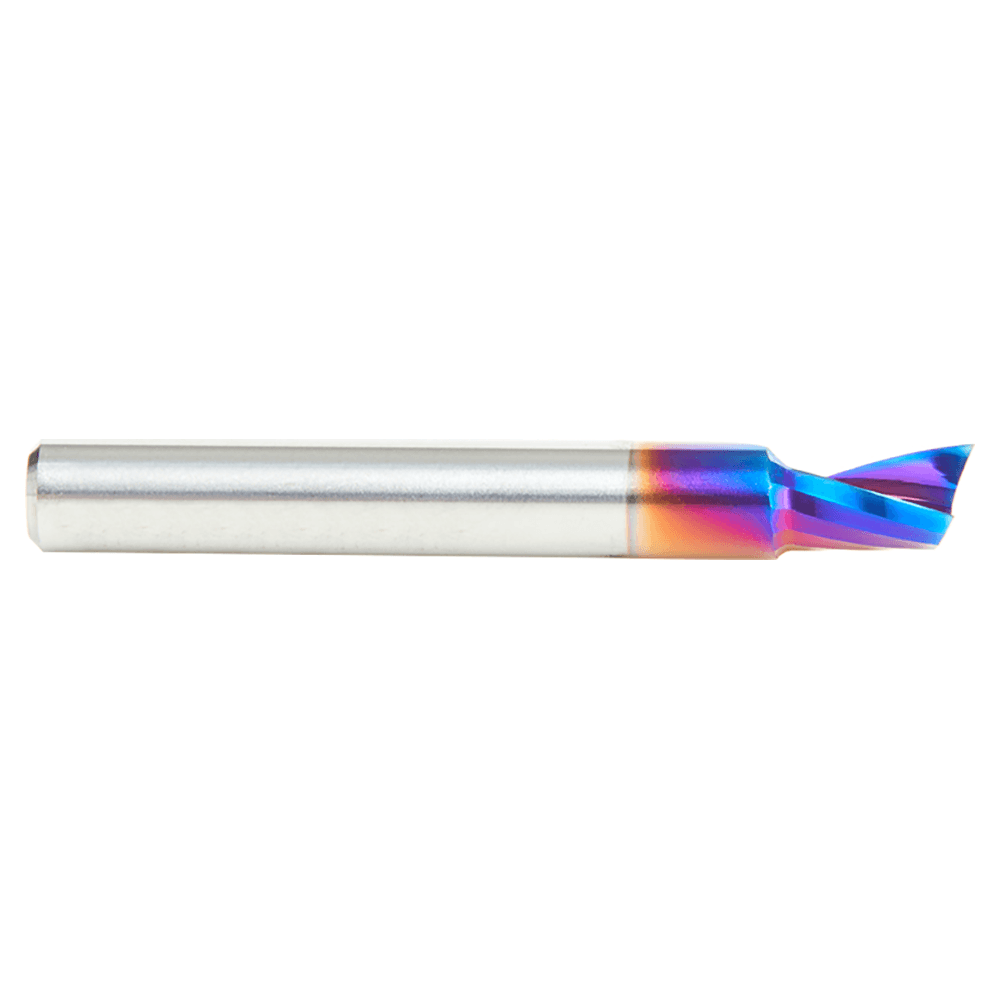 1/4" Dia x 3/8" Solid Carbide CNC Spektra Extreme Tool Life Coated Spiral 'O' Single Flute, Plastic Cutting, 1/4" Shank, Up-Cut Router Bit Alt 2 - Image