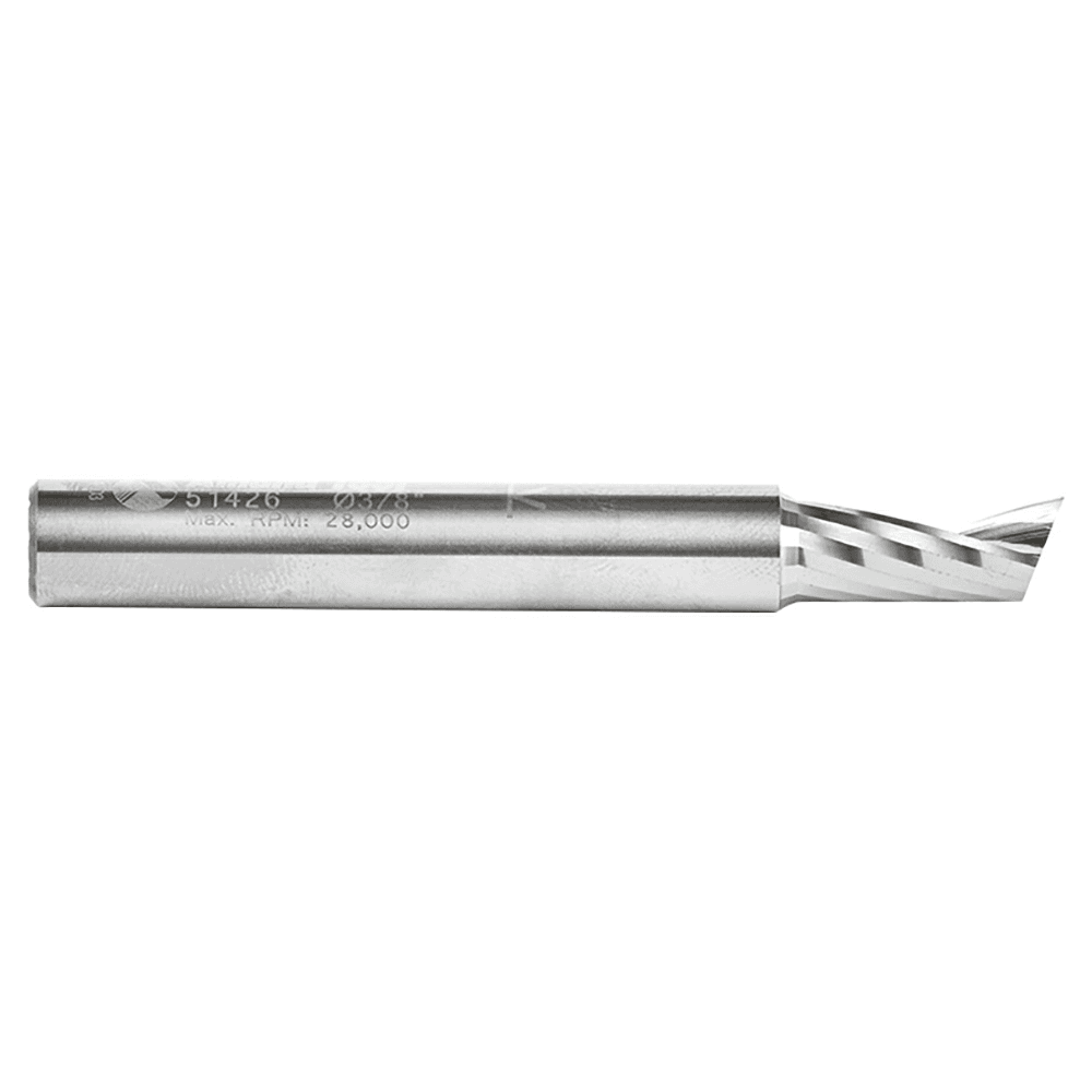 3/8" x 3" Up-Cut 'O' Plastic Cutting CNC Spiral Router Bit, 1-Flute, 3/8" Shank - Alt Image 2