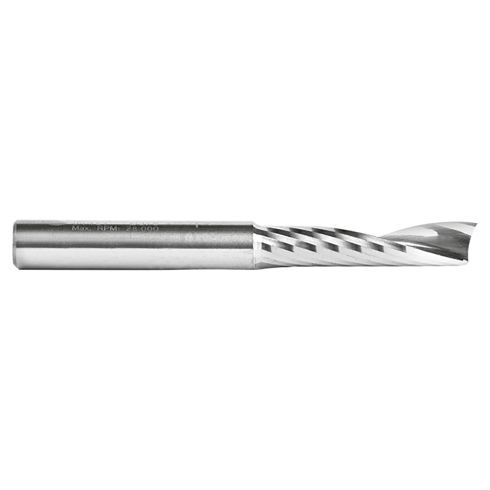 3/8" x 3-1/2" Up-Cut 'O' Plastic Cutting CNC Spiral Router Bit, 1-Flute, 3/8" Shank - Alt Image 2