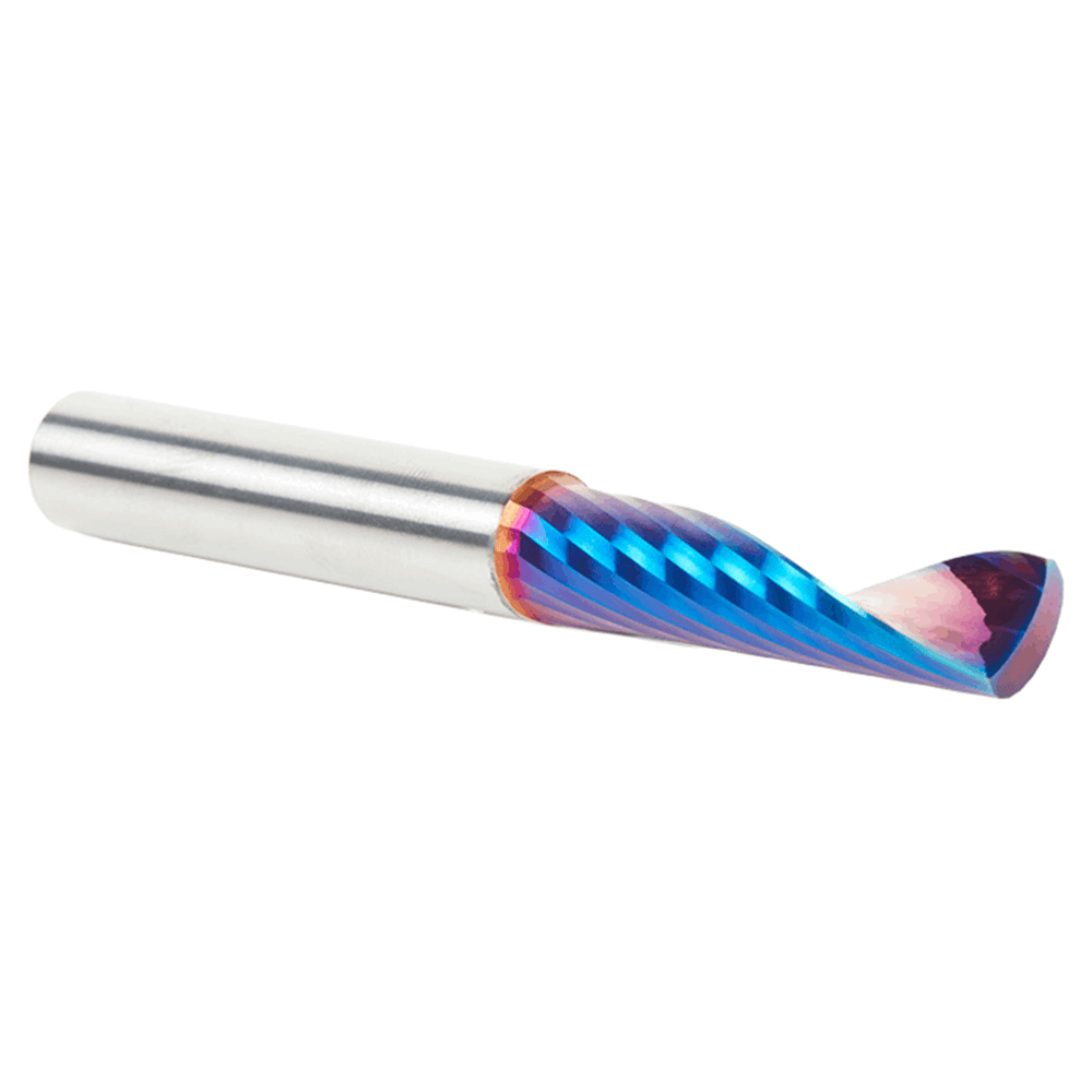 3/8" Dia x 1-5/8" Solid Carbide CNC Spektra Extreme Tool Life Coated Spiral 'O' Single Flute, Plastic Cutting, 3/8" Shank, Up-Cut Router Bit Alt 3 - Image