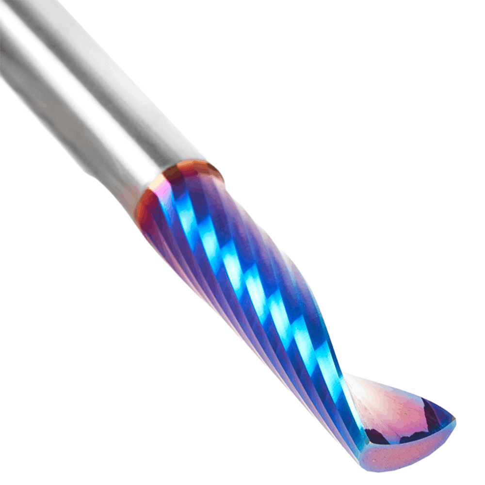 3/8" Dia x 1-5/8" Solid Carbide CNC Spektra Extreme Tool Life Coated Spiral 'O' Single Flute, Plastic Cutting, 3/8" Shank, Up-Cut Router Bit Alt 4 - Image
