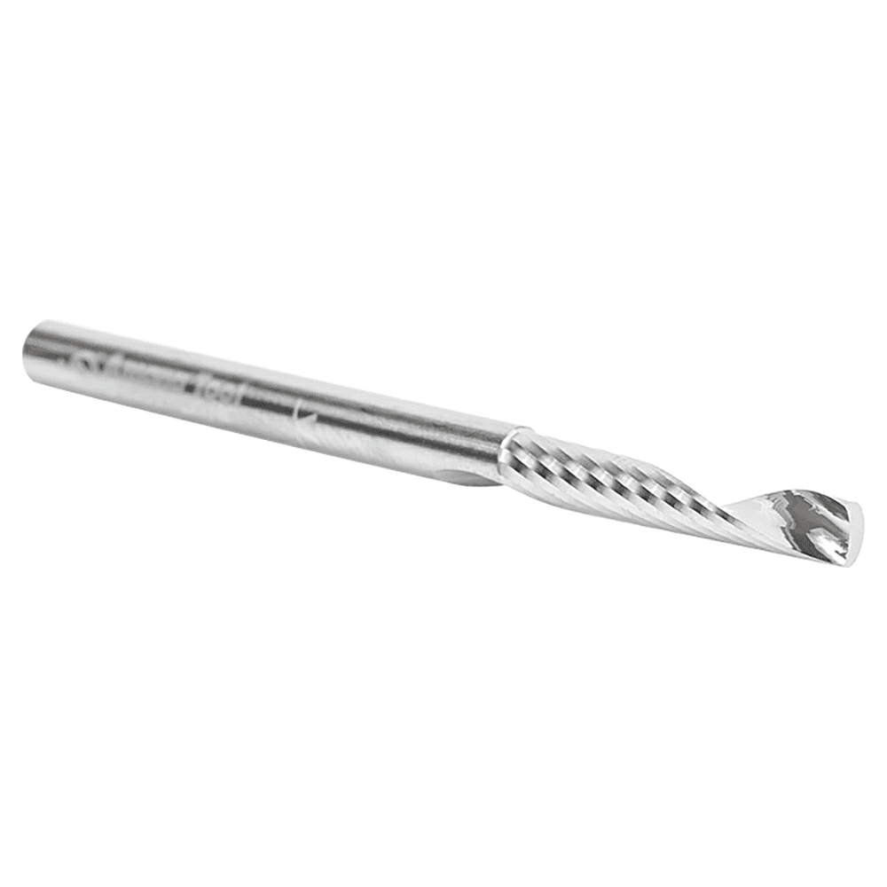 1/8" x 2" x 3/4" Up-Cut 'O' Plastic Cutting CNC Spiral Router Bit, 1-Flute, 1/8" Shank - Alt Image 1