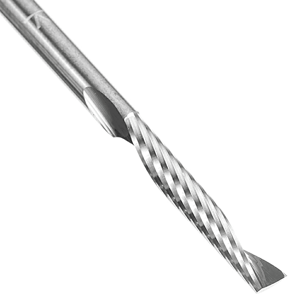 1/8" x 2" x 3/4" Up-Cut 'O' Plastic Cutting CNC Spiral Router Bit, 1-Flute, 1/8" Shank - Alt Image 2