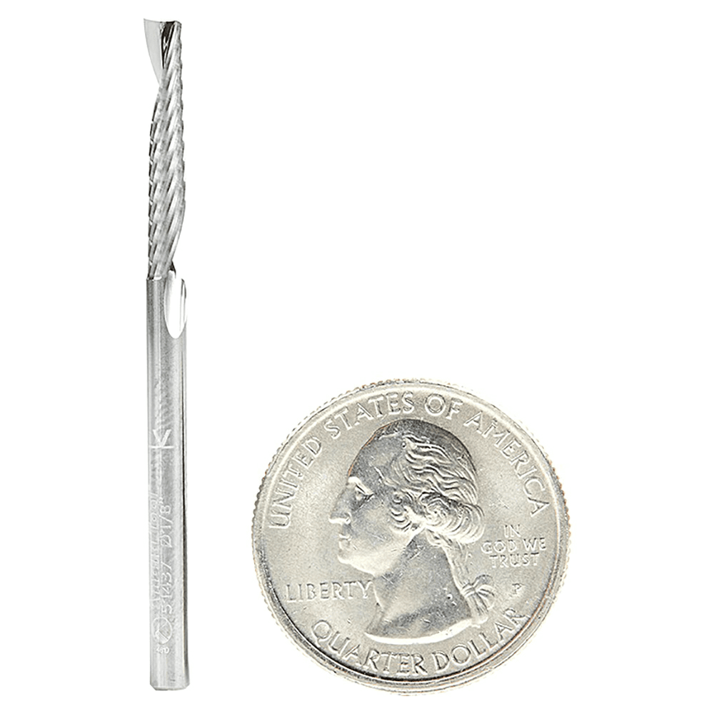 1/8" x 2" x 3/4" Up-Cut 'O' Plastic Cutting CNC Spiral Router Bit, 1-Flute, 1/8" Shank - Alt Image 3