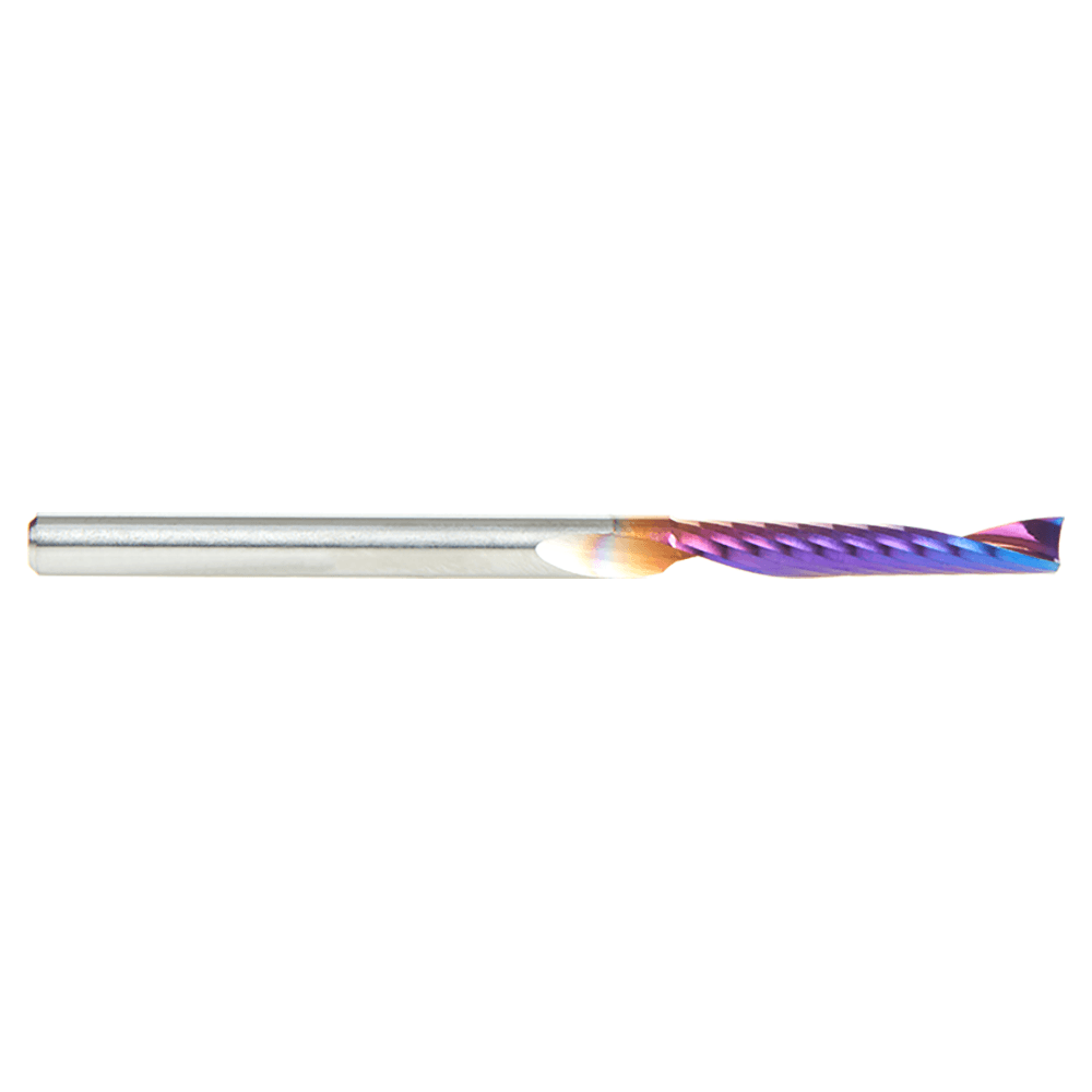 1/8" Dia x 3/4" Solid Carbide CNC Spektra Extreme Tool Life Coated Spiral 'O' Single Flute, Plastic Cutting, 1/8" Shank, Up-Cut Design Router Bit Alt 2 - Image
