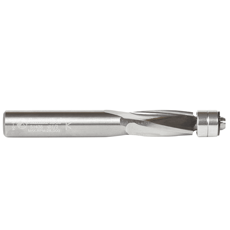 1/2" x 4" Plastic Spiral Flush Trim Bit with Double Ball Bearing, 1/2" Shank - Alt Image 1