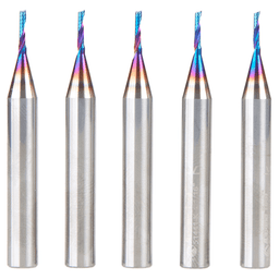 1/16" x 1/4" Spektra Extreme Tool Life Coated Up-Cut 'O' Plastic Cutting CNC Spiral Router Bit, 1-Flute, 1/4" Shank ((5/Pack) Alt 1 - Image