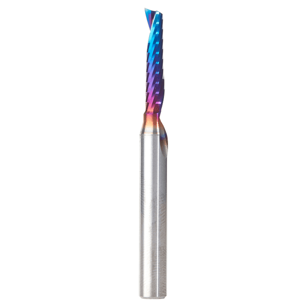 3/16" Dia x 7/8" Solid Carbide CNC Spektra Extreme Tool Life Coated Spiral 'O' Single Flute, Plastic Cutting 1/4" Shank, 2-1/2" Long Up-Cut Router Bit Alt 1 - Image