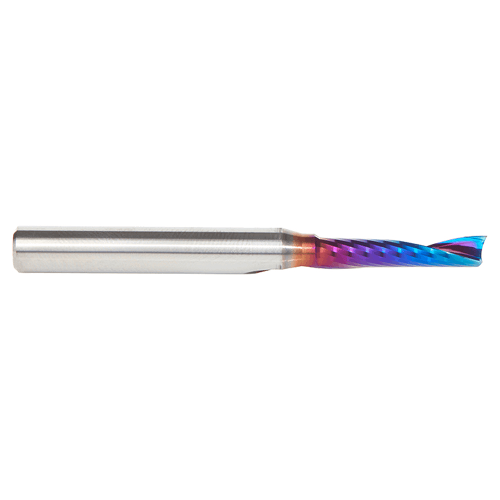 3/16" Dia x 7/8" Solid Carbide CNC Spektra Extreme Tool Life Coated Spiral 'O' Single Flute, Plastic Cutting 1/4" Shank, 2-1/2" Long Up-Cut Router Bit Alt 2 - Image
