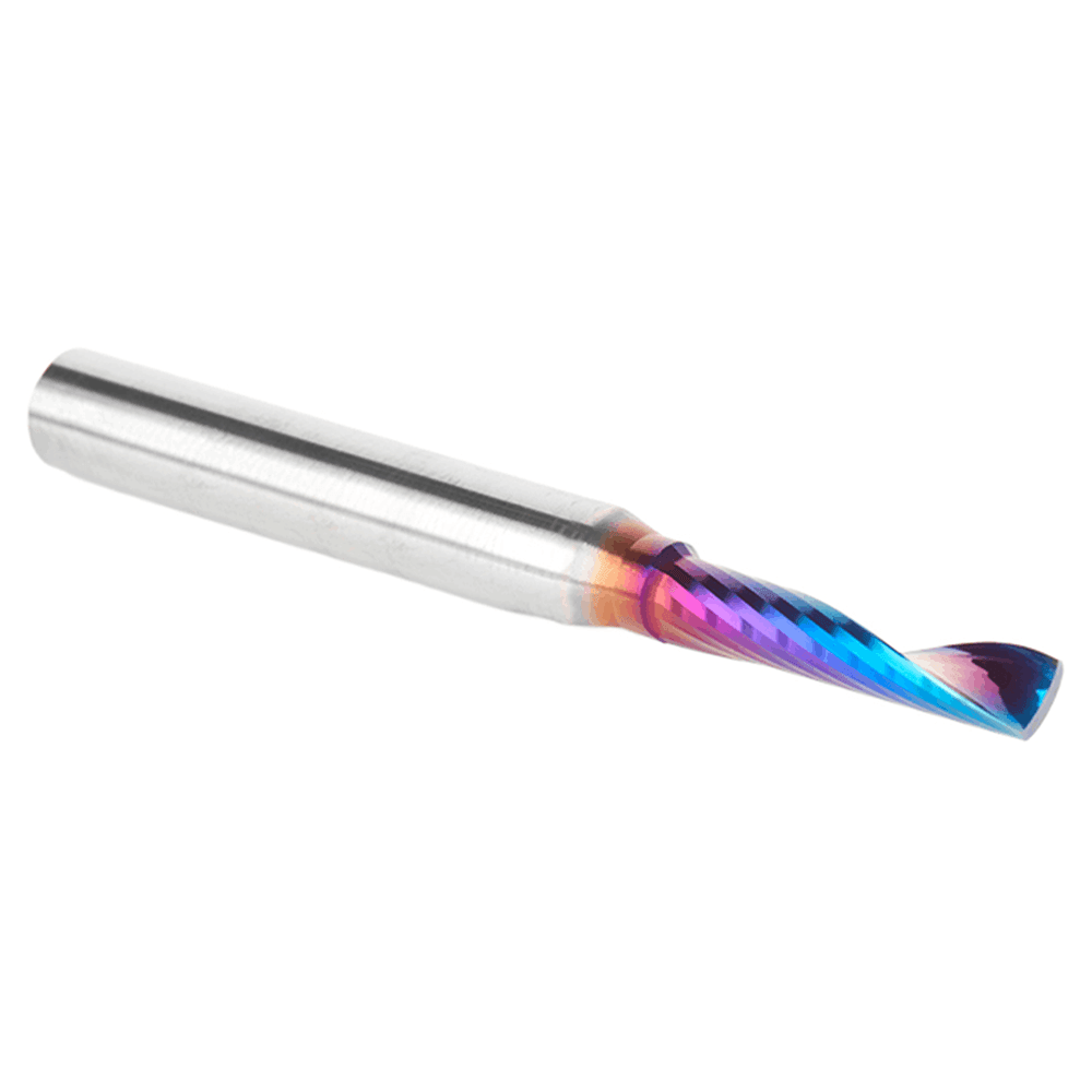 3/16" Dia x 7/8" Solid Carbide CNC Spektra Extreme Tool Life Coated Spiral 'O' Single Flute, Plastic Cutting 1/4" Shank, 2-1/2" Long Up-Cut Router Bit Alt 3 - Image