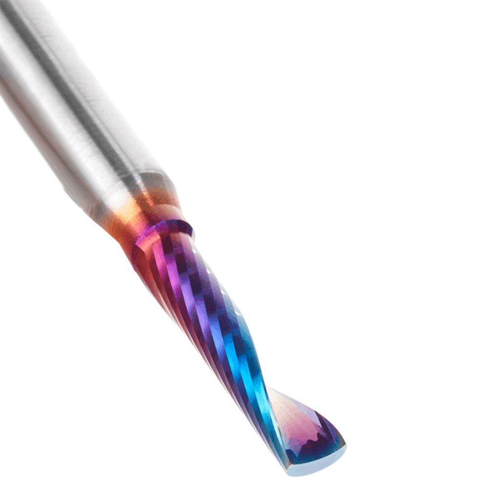 3/16" Dia x 7/8" Solid Carbide CNC Spektra Extreme Tool Life Coated Spiral 'O' Single Flute, Plastic Cutting 1/4" Shank, 2-1/2" Long Up-Cut Router Bit Alt 4 - Image