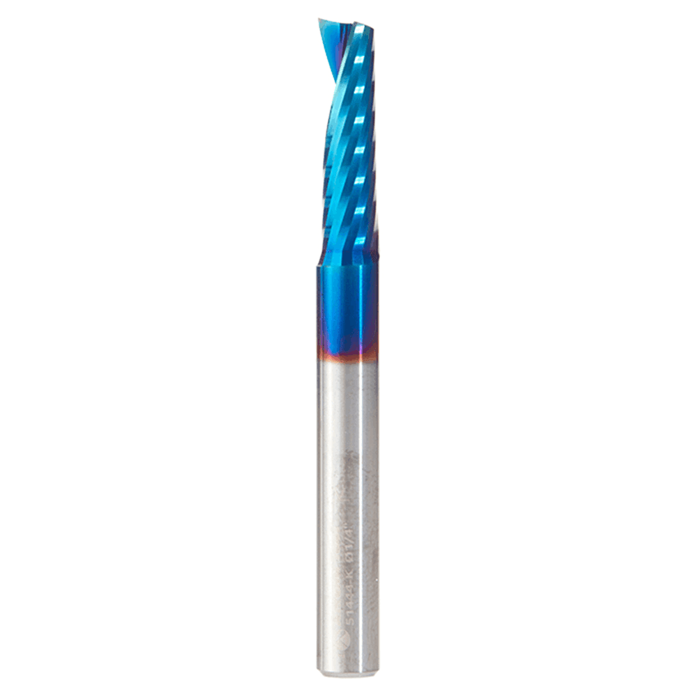 1/4" Dia x 7/8" Solid Carbide CNC Spektra Extreme Tool Life Coated Spiral 'O' Single Flute, Plastic Cutting, 1/4" Shank, Up-Cut Design Router Bit Alt 1 - Image