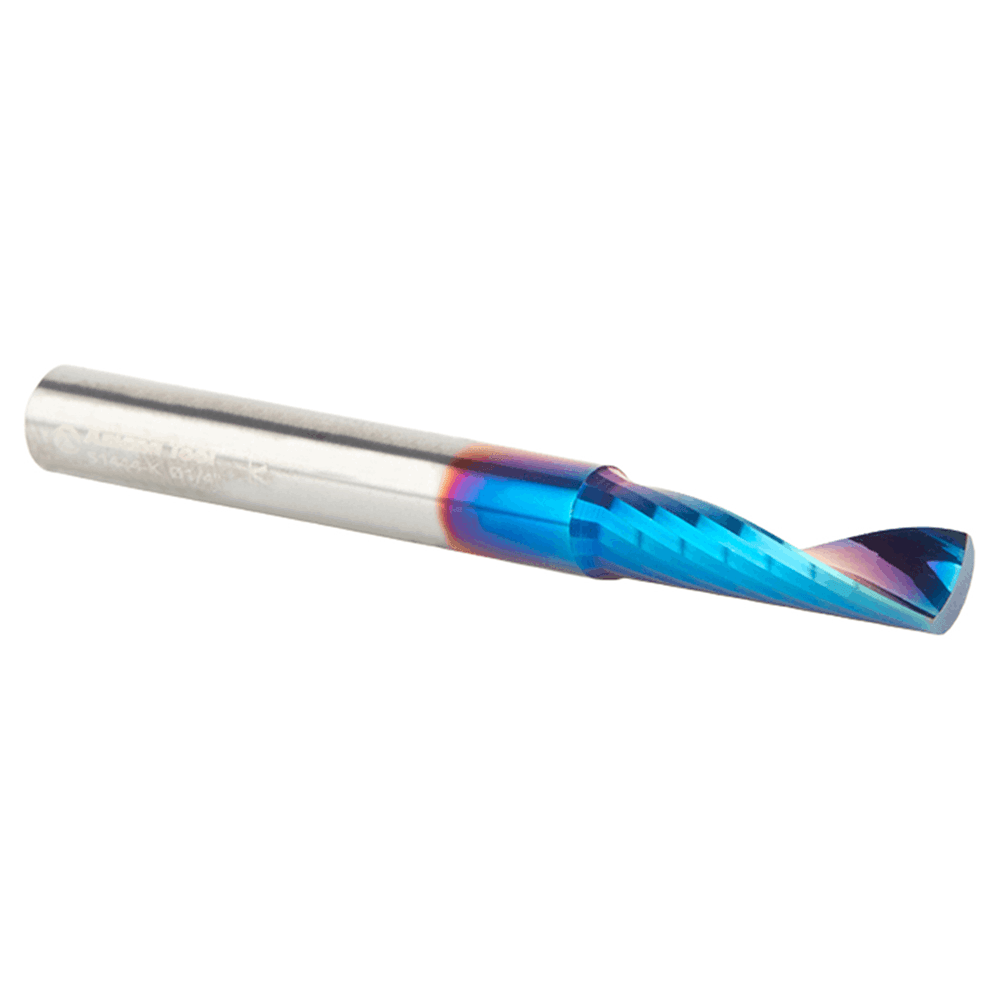 1/4" Dia x 7/8" Solid Carbide CNC Spektra Extreme Tool Life Coated Spiral 'O' Single Flute, Plastic Cutting, 1/4" Shank, Up-Cut Design Router Bit Alt 3 - Image