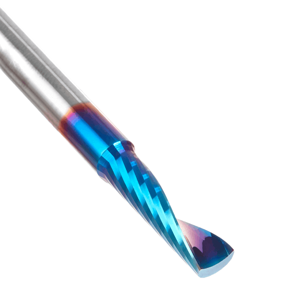 1/4" Dia x 7/8" Solid Carbide CNC Spektra Extreme Tool Life Coated Spiral 'O' Single Flute, Plastic Cutting, 1/4" Shank, Up-Cut Design Router Bit Alt 4 - Image