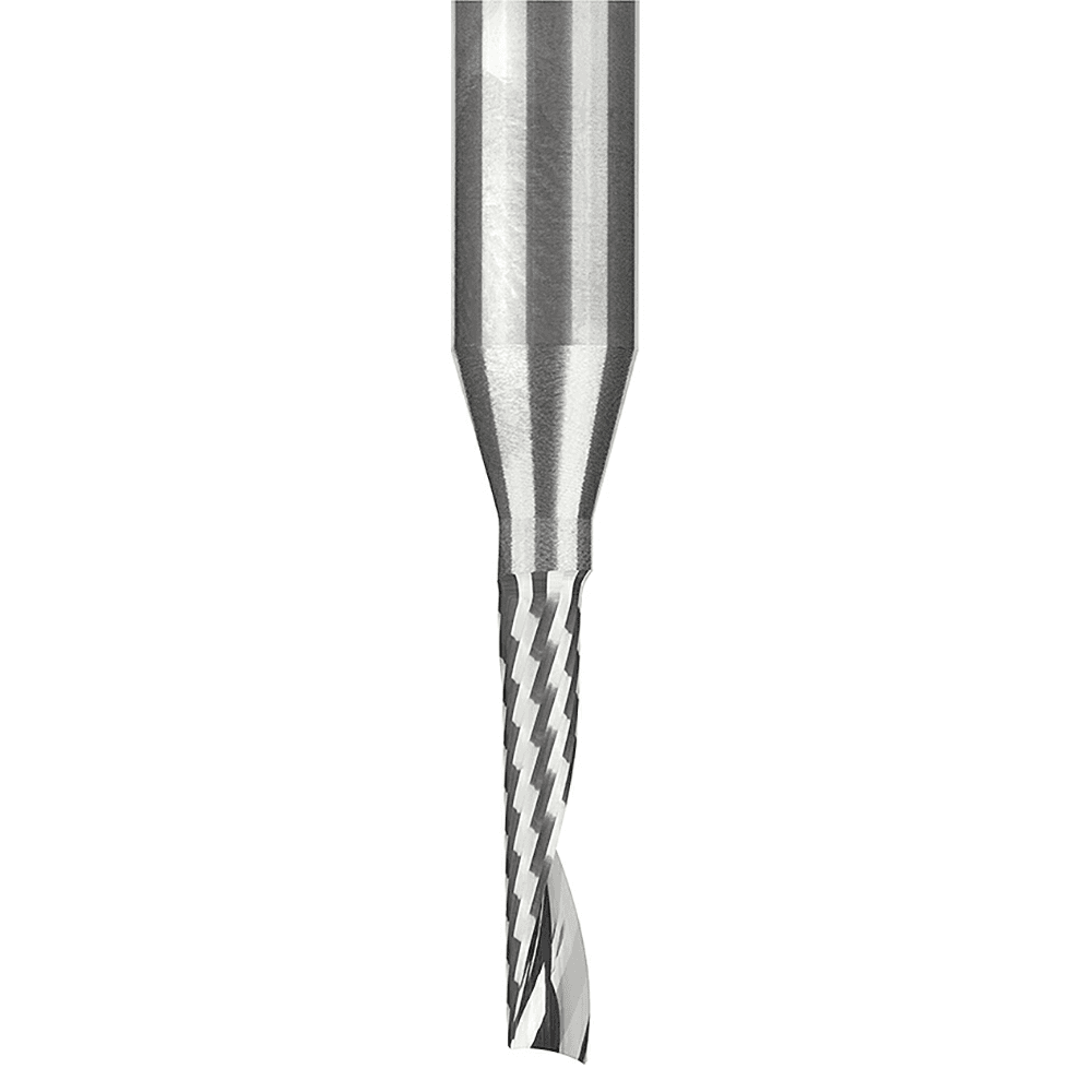 1/8" x 2-1/2" x 1/8" Up-Cut 'O' Plastic Cutting CNC Spiral Router Bit, 1-Flute, 1/4" Shank - Alt Image 1