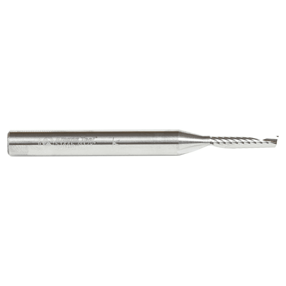 1/8" x 2-1/2" x 1/8" Up-Cut 'O' Plastic Cutting CNC Spiral Router Bit, 1-Flute, 1/4" Shank - Alt Image 2