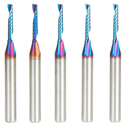 1/8" x 3/4" Spektra Extreme Tool Life Coated Up-Cut 'O' Plastic Cutting CNC Spiral Router Bit, 1-Flute, 1/4" Shank ((5/Pack) Alt 1 - Image