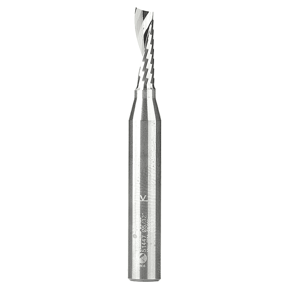 5/32" x 2" Up-Cut 'O' Plastic Cutting CNC Spiral Router Bit, 1-Flute, 1/4" Shank - Main Image