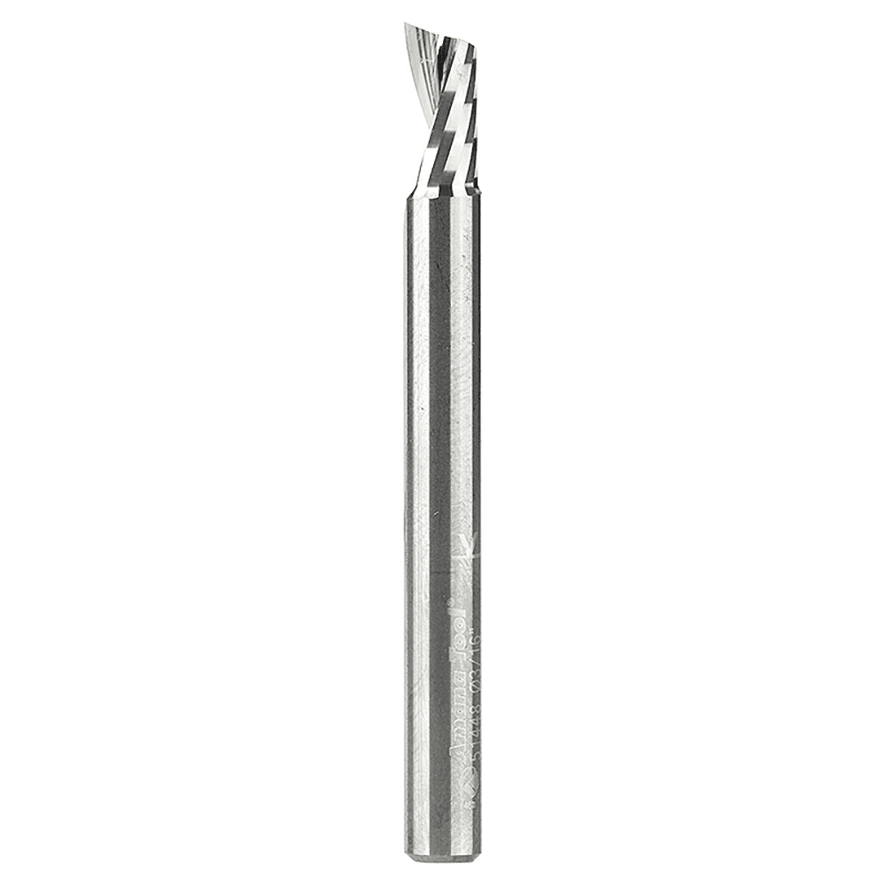 3/16" x 2" x 3/8" Up-Cut 'O' Plastic Cutting CNC Spiral Router Bit, 1-Flute, 3/16" Shank - Main Image
