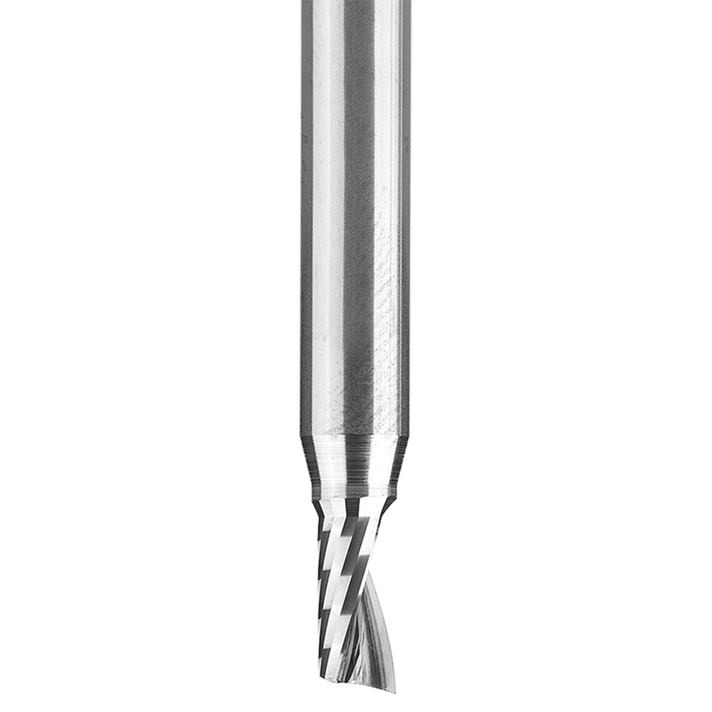 3/16" Dia x 3/8" Solid Carbide CNC Spiral 'O' Single Flute, Plastic Cutting, 1/4" Shank, 2" Long Up-Cut Router Bit Alt 2 - Image
