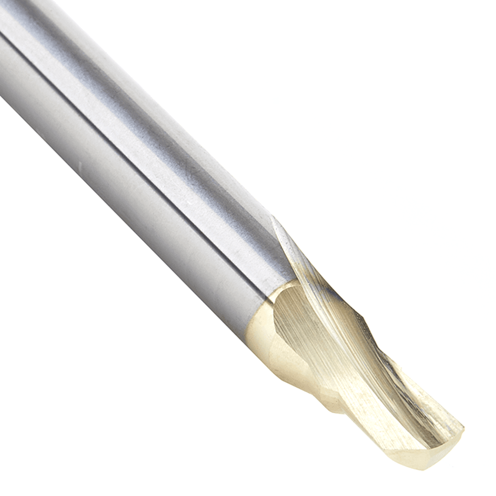 3/16" x 2" ZrN Coated Soft Aluminum Cutting Up-Cut Straight Bit, 1-Flute, 1/4" Shank - Alt Image 3