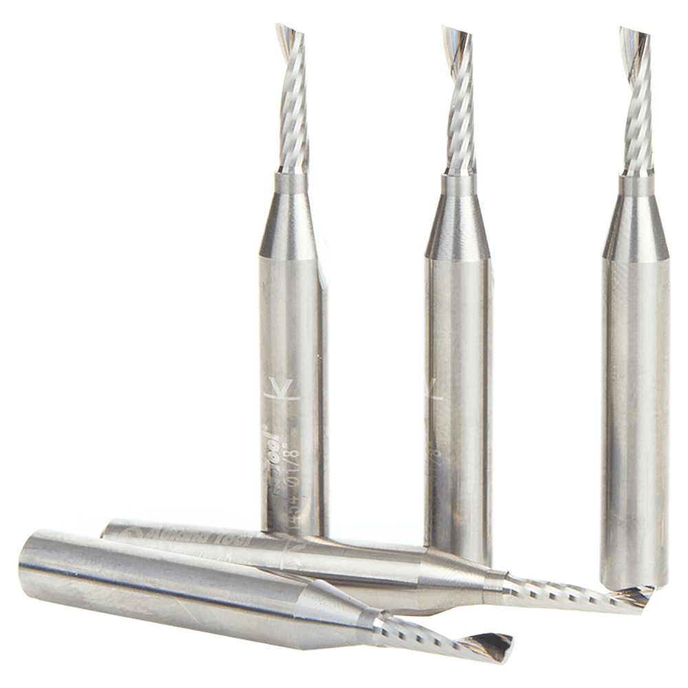 1/8" x 2" Up-Cut 'O' Aluminum Cutting CNC Spiral Router Bit, 1-Flute, 1/4" shank (5/Pack) Alt 1 - Image