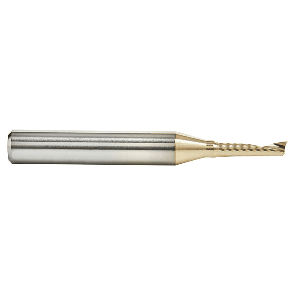 1/8" x 2" x 1/2" ZrN Coated Up-Cut 'O' Aluminum Cutting CNC Spiral Router Bit, 1-Flute, 1/4" Shank - Alt Image 1