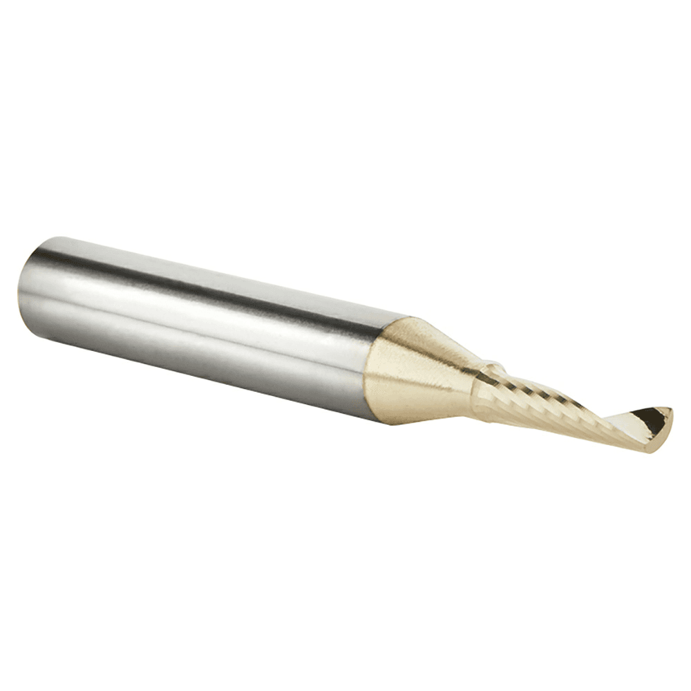 1/8" x 2" x 1/2" ZrN Coated Up-Cut 'O' Aluminum Cutting CNC Spiral Router Bit, 1-Flute, 1/4" Shank - Alt Image 2