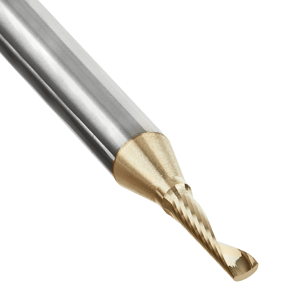 1/8" x 2" x 1/2" ZrN Coated Up-Cut 'O' Aluminum Cutting CNC Spiral Router Bit, 1-Flute, 1/4" Shank - Alt Image 3