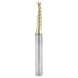 3/16" x 2-1/2" ZrN Coated Up-Cut 'O' Aluminum Cutting CNC Spiral Router Bit, 1-Flute, 1/4" Shank - Main Image