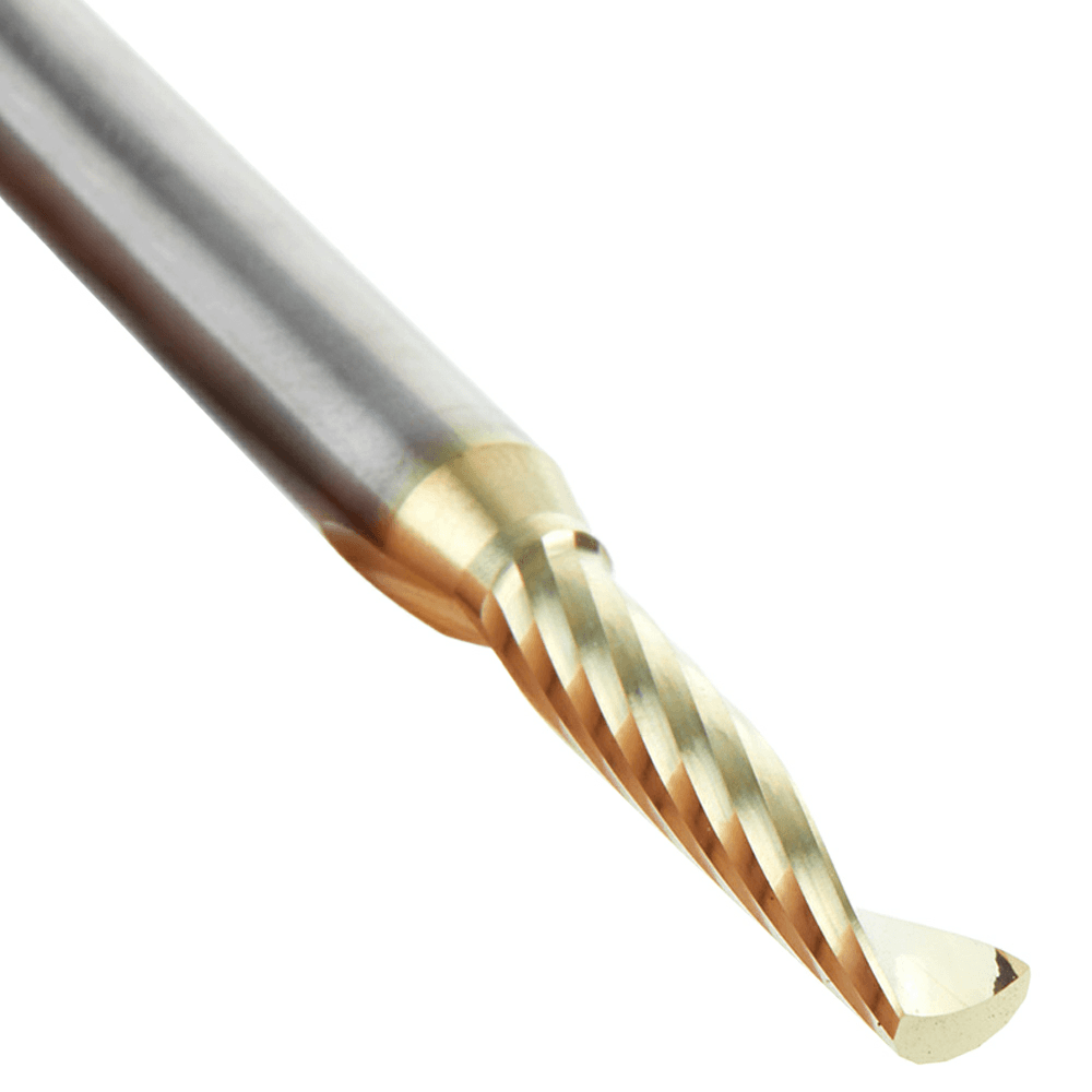 3/16" x 2-1/2" ZrN Coated Up-Cut 'O' Aluminum Cutting CNC Spiral Router Bit, 1-Flute, 1/4" Shank - Alt Image 3