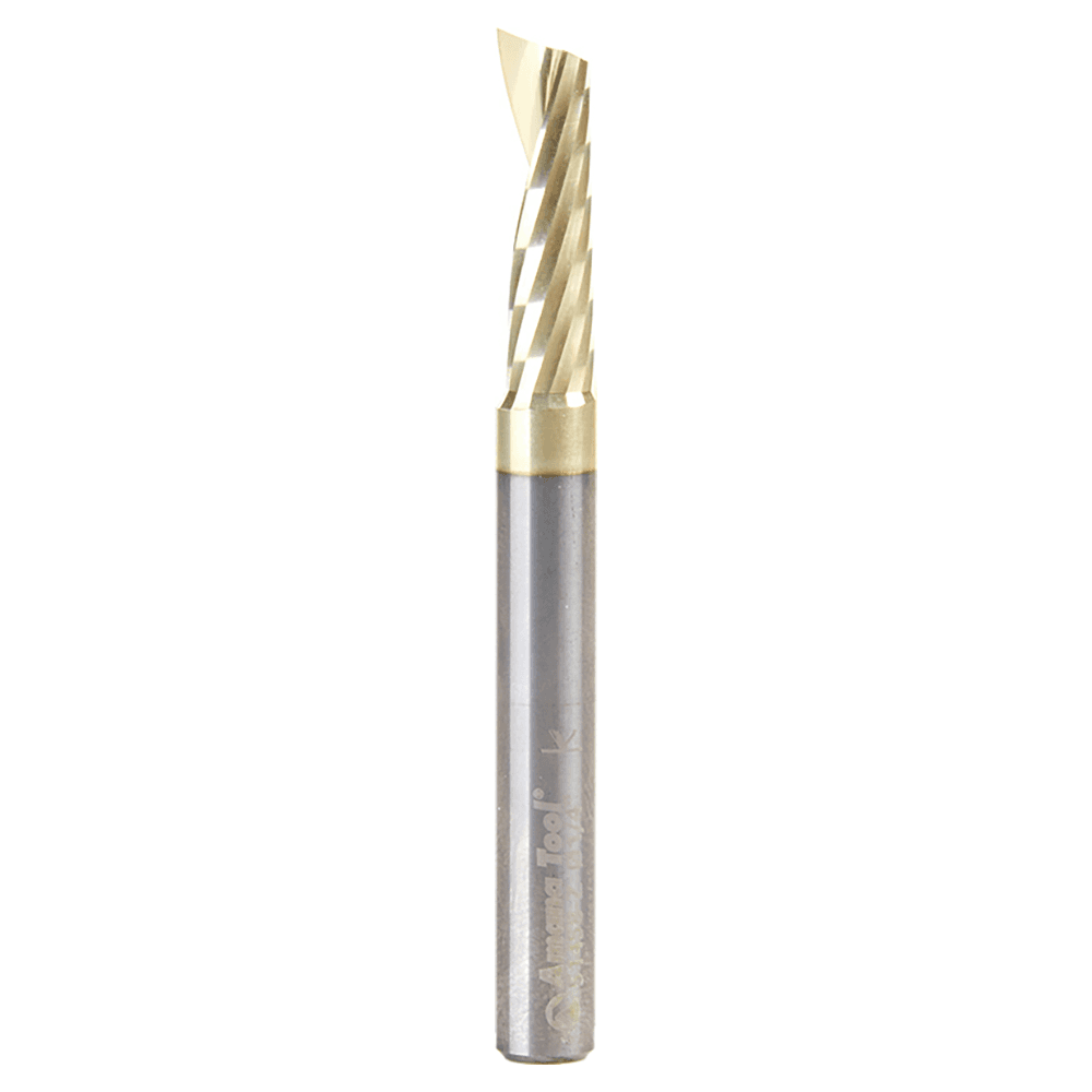 1/4" Dia x 7/8" Solid Carbide CNC Spiral 'O' Flute, Aluminum Cutting, 1/4" Shank, Up-Cut ZrN Coated Router Bit Alt 1 - Image