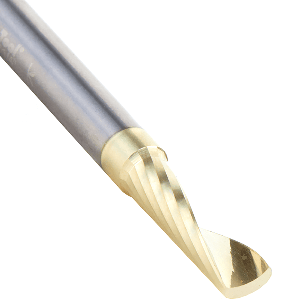 1/4" Dia x 7/8" Solid Carbide CNC Spiral 'O' Flute, Aluminum Cutting, 1/4" Shank, Up-Cut ZrN Coated Router Bit Alt 4 - Image
