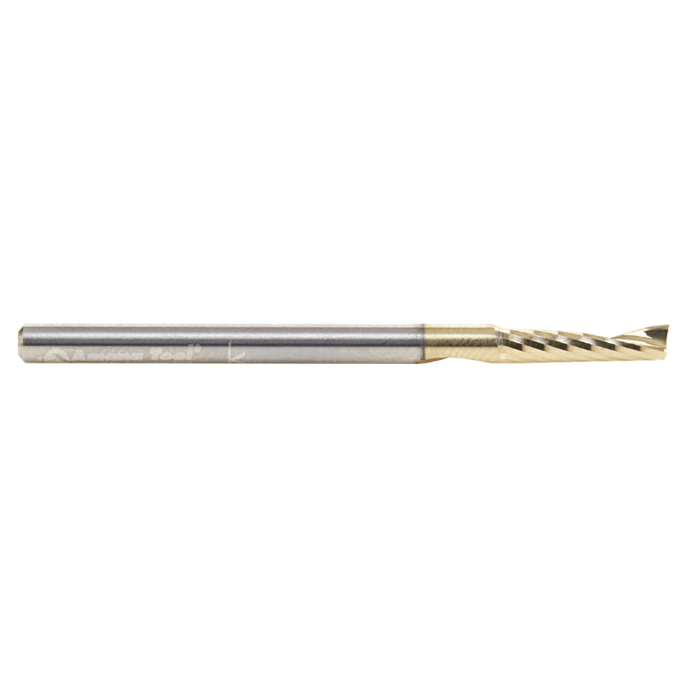 1/8" x 2" ZrN Coated Up-Cut 'O' Aluminum Cutting CNC Spiral Router Bit, 1-Flute, 1/8" Shank - Alt Image 1