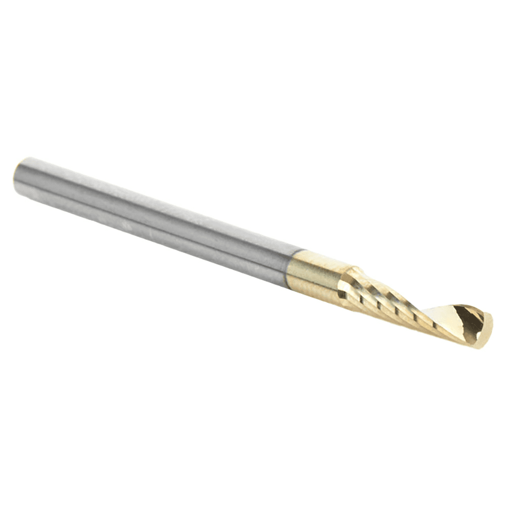 1/8" x 2" ZrN Coated Up-Cut 'O' Aluminum Cutting CNC Spiral Router Bit, 1-Flute, 1/8" Shank - Alt Image 2