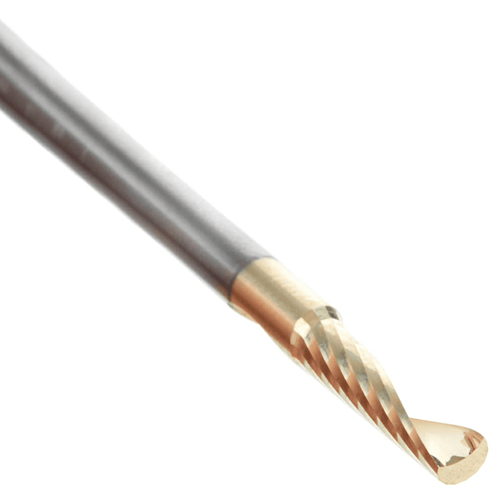 1/8" x 2" ZrN Coated Up-Cut 'O' Aluminum Cutting CNC Spiral Router Bit, 1-Flute, 1/8" Shank - Alt Image 3
